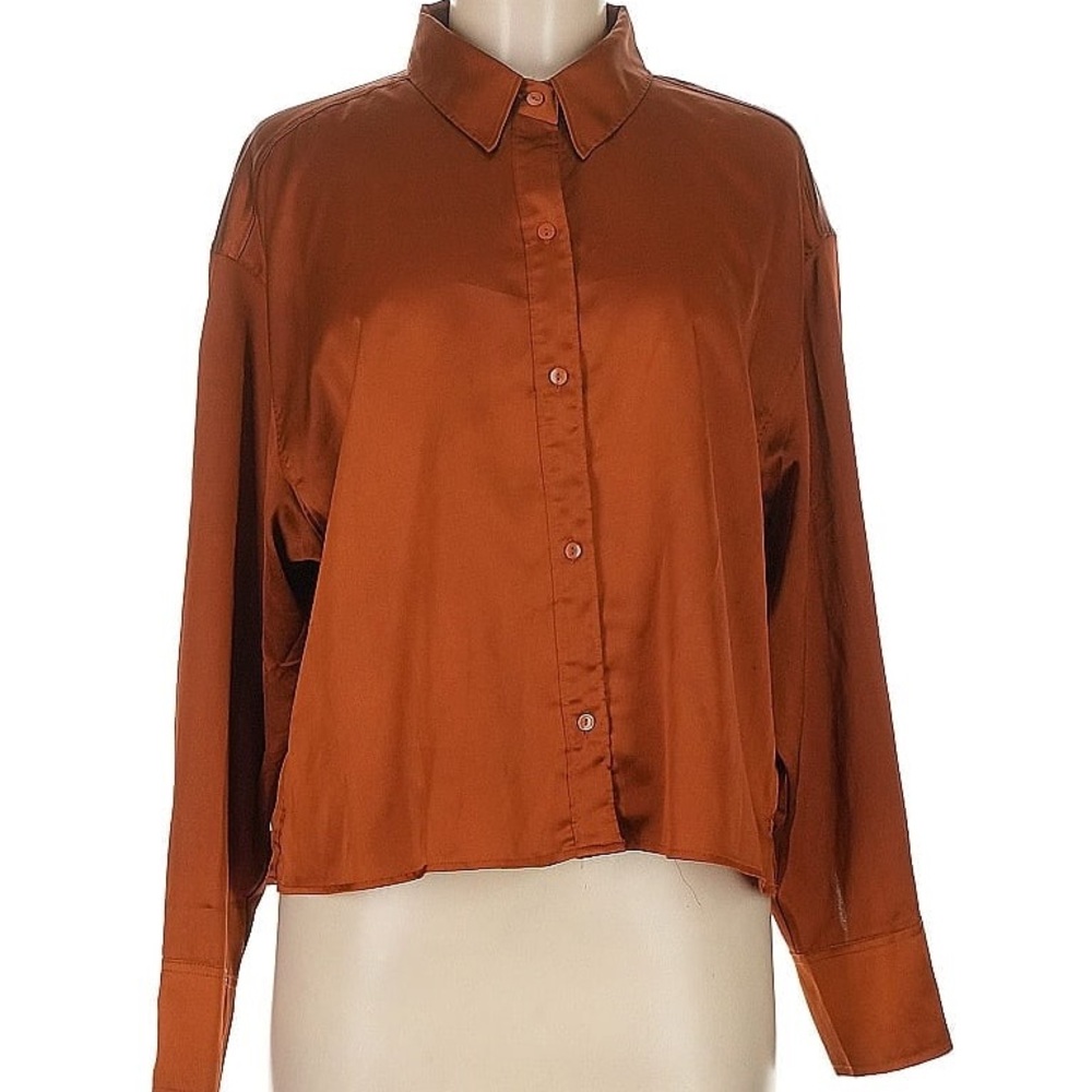 ABERCROMBIE 90s cropped satin button up - Picture 3 of 3